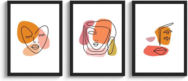 SC CREATIVES Glass Print 12.5 inch x 9 inch Painting  (With Frame, Pack of 3)