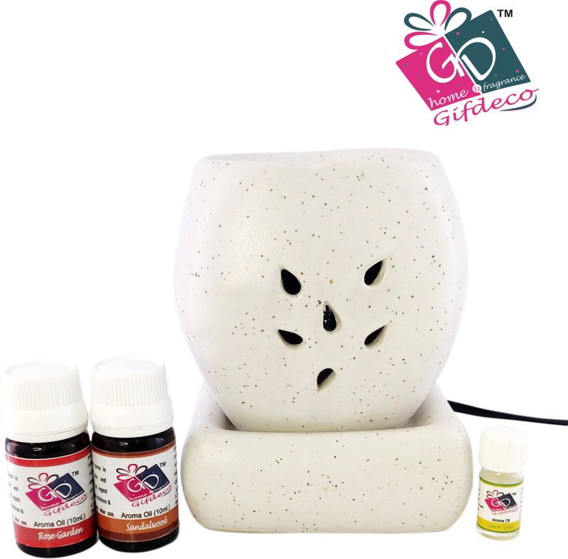 GIFDECO ROSE GARDEN 10 ML, SANDALWOOD 10 ML, LEMON GRASS 3 ML Aroma Oil, Diffuser Set, Diffuser  (4 x 1 Units)