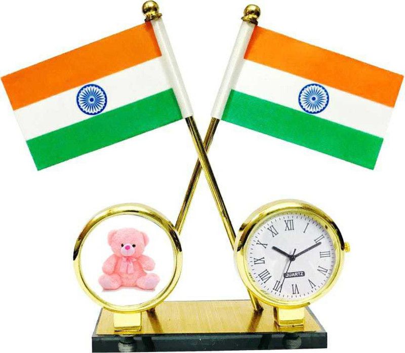 Tulsae INDIAN FLAG CAR DASHBOARD CLOCK Rectangle Car Dashboard Flag Flag  (Nylon, Cotton, Metal)