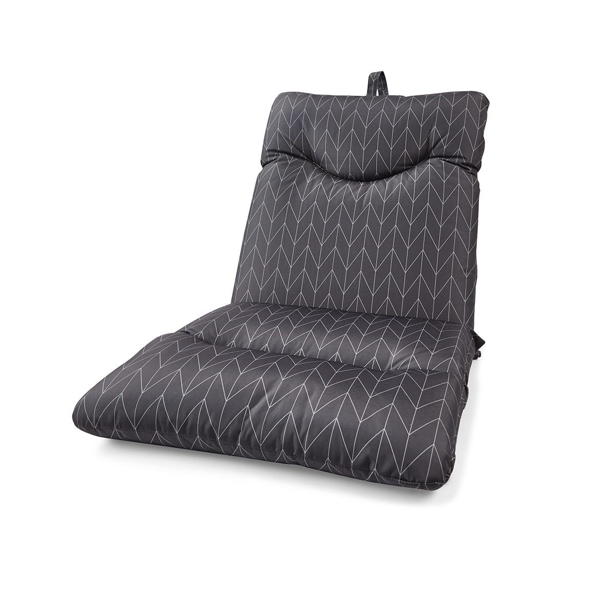 Outdoor Highback Cushion - Grey Herringbone