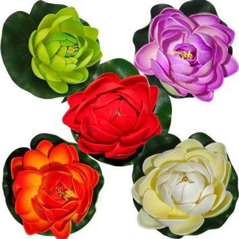 Floatingflowers6051 Multicolor Lotus Artificial Flower  (4 inch, Pack of 5)