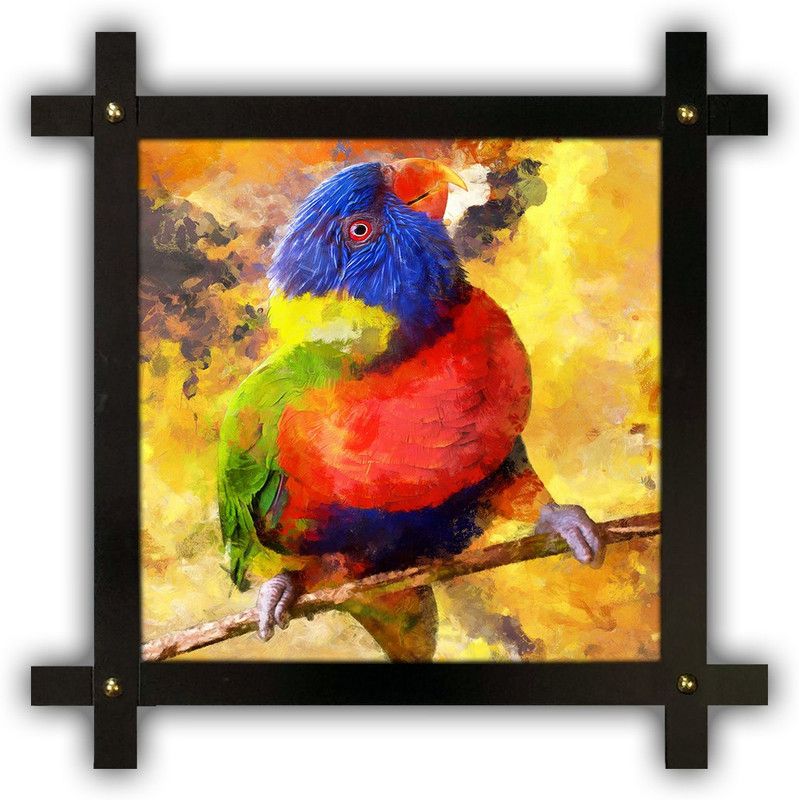 Poster N Frames Cross Wooden Frame Hand-Crafted with photo of birds 18139- crossframe Digital Reprint 16.5 inch x 16.5 inch Painting  (With Frame)