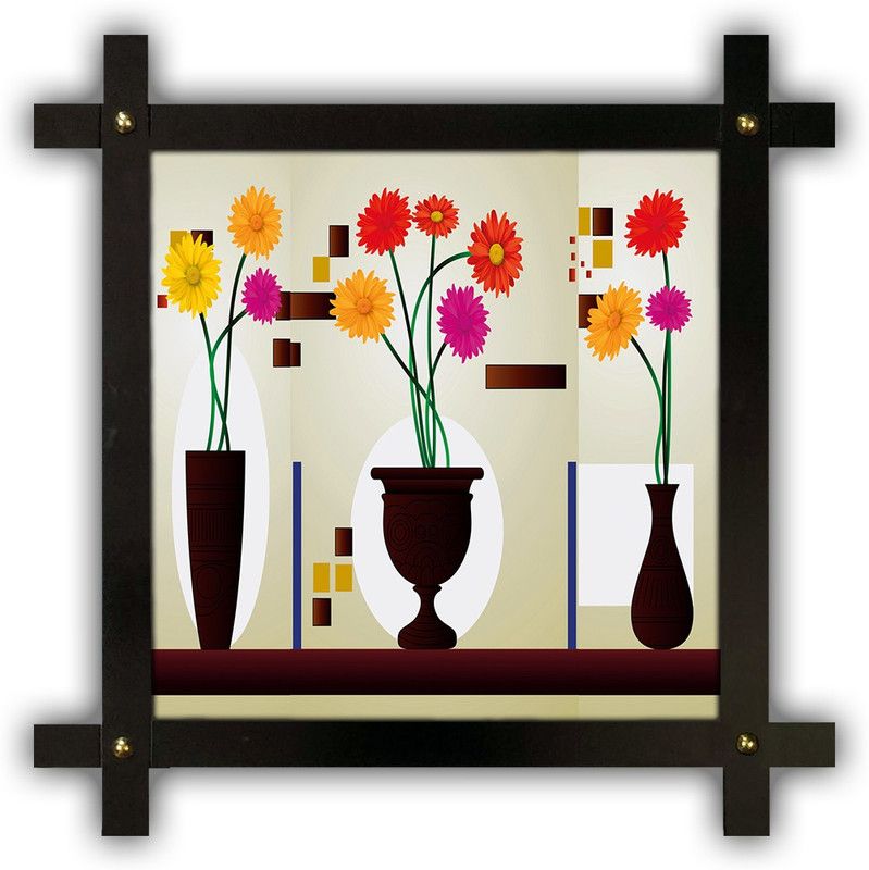 Poster N Frames Cross Wooden Frame Hand-Crafted with photo of Flower (floral) 18382-crossframe Digital Reprint 16.5 inch x 16.5 inch Painting  (With Frame)