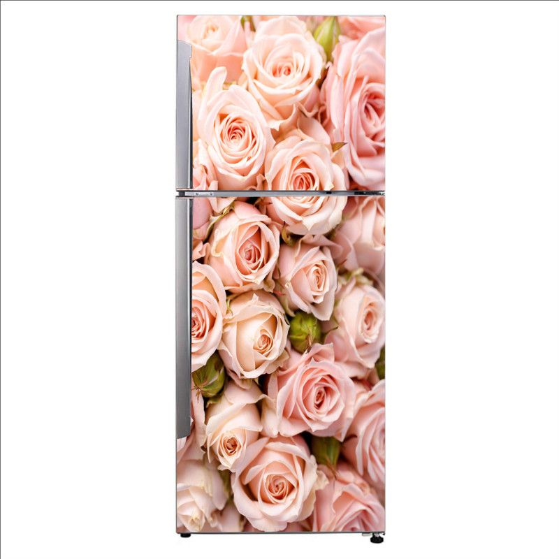 Advait Designs 60 cm Advait Designs Decorative pink roses in close up photography Exta Large Sticker For Fridge Décor Self Adhesive Sticker  (Pack of 1)