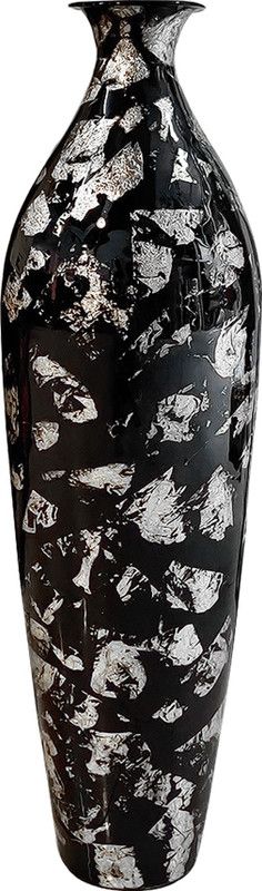 Flipkart Perfect Homes Black Gold Finish Iron Vase  (25 inch, Black, Silver)