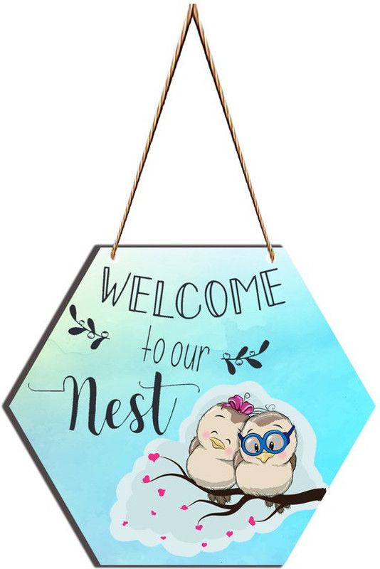 Welcome to our Nest MDF Plaque for Home & Wall Decoration  (21 cm X 21 cm, Multicolor)