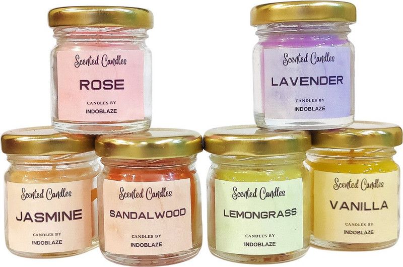 Indoblaze Scented Candles For Home Decor, Fragrance Candle for Bedroom, Candle for Gifting Candle  (Multicolor, Pack of 12)