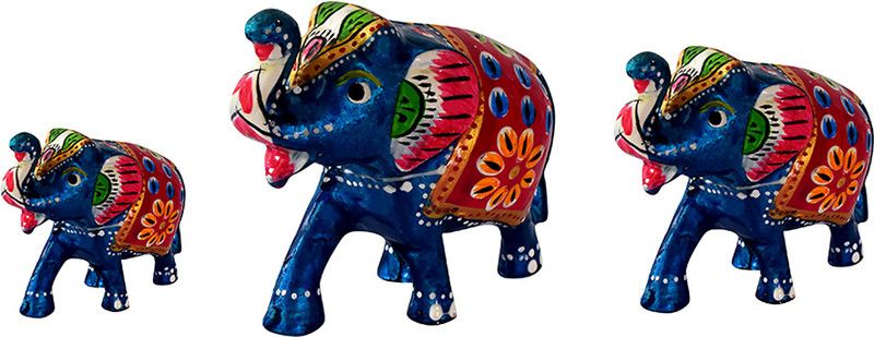 DreamKraft Paper Mache Elephant Showpiece Decorative Showpiece - 6 cm  (Paper Mache, Multicolor)