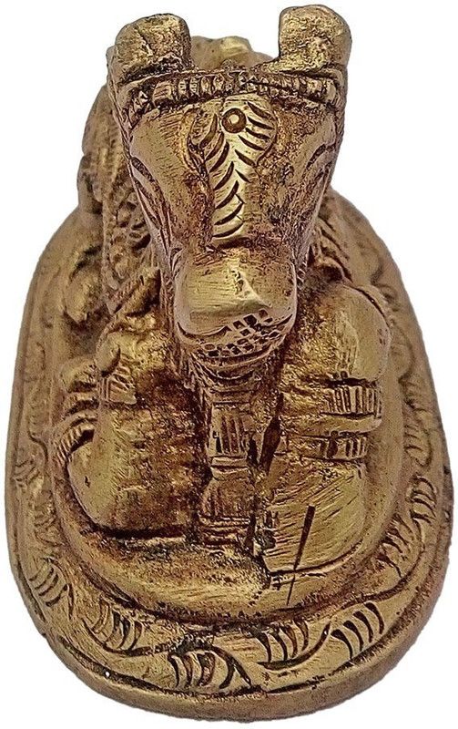 ART N HUB Lord Shiva Vahan Nandi , Mahadev Mount / Bull Statue - Brass Gold Finish Decorative Spiritual Vastu Figurine for Mandir Gift Items Decorative Showpiece - 6 cm  (Brass, Yellow)