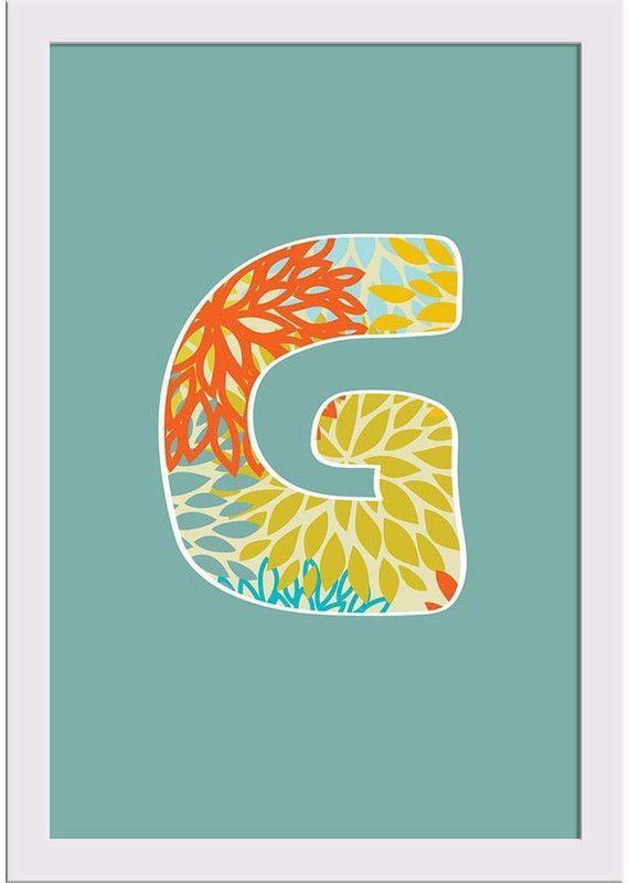 Floral Letter G Paper Poster White Frame | Top Acrylic Glass 13inch x 19inch (33cms x 48.3cms) Paper Print  (19 inch X 13 inch, Framed)