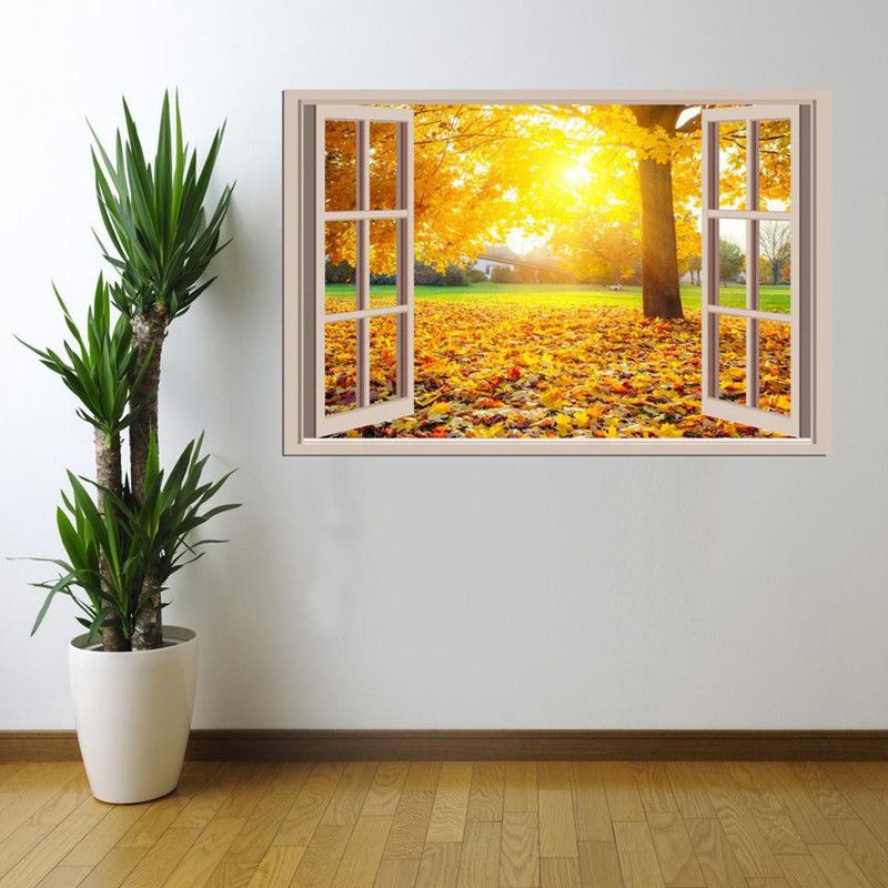 MH DÉCOR 90 cm Sunset Forest Self Adhesive Sticker  (Pack of 1)