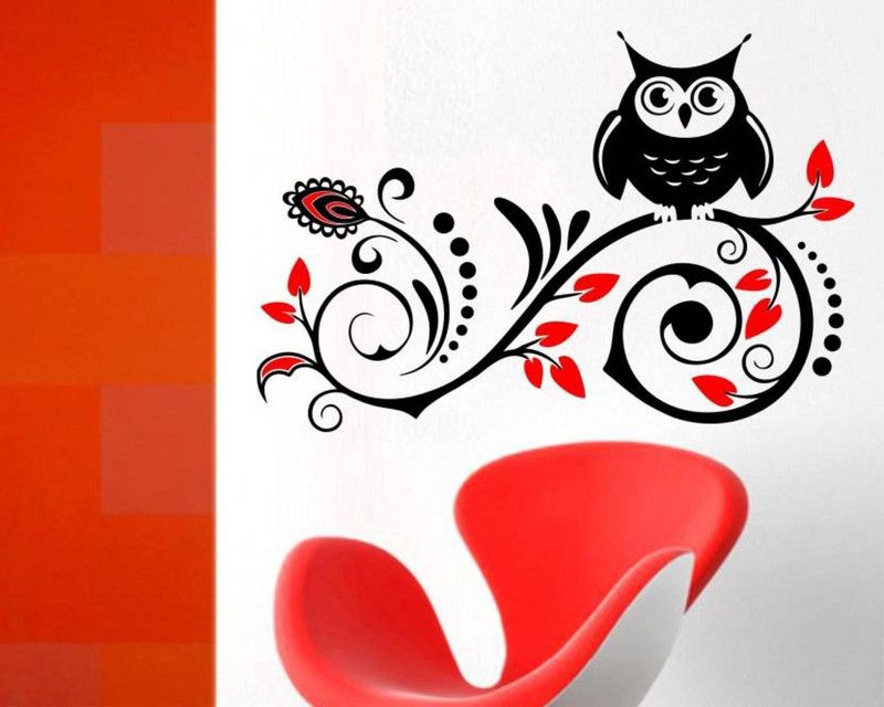 MADHUBAN DÉCOR 90 cm cute owl wall stickers Sticker Self Adhesive Sticker  (Pack of 1)