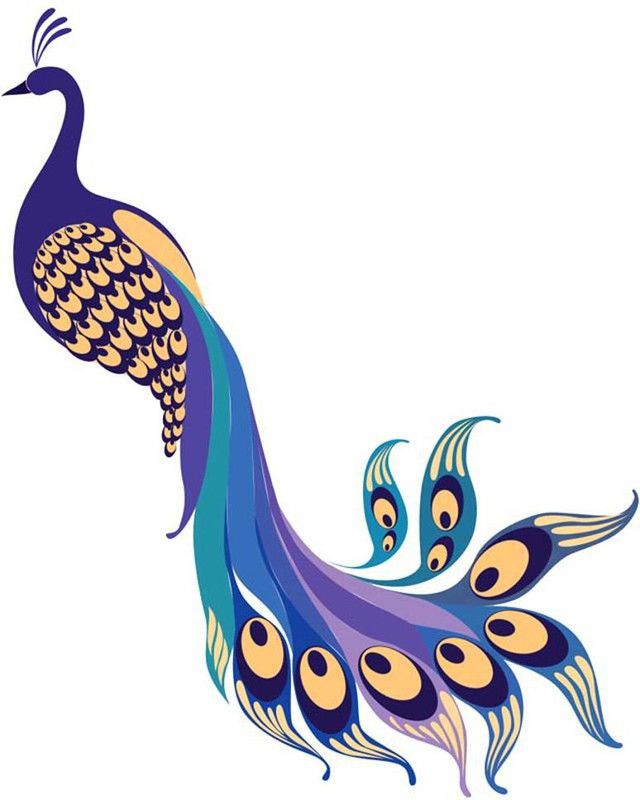 wallpics 60.96 cm Peacock Vighnaharta Self Adhesive Decorative Wall Sticker || (60cm X 90cm) cut5025 Self Adhesive Sticker  (Pack of 1)