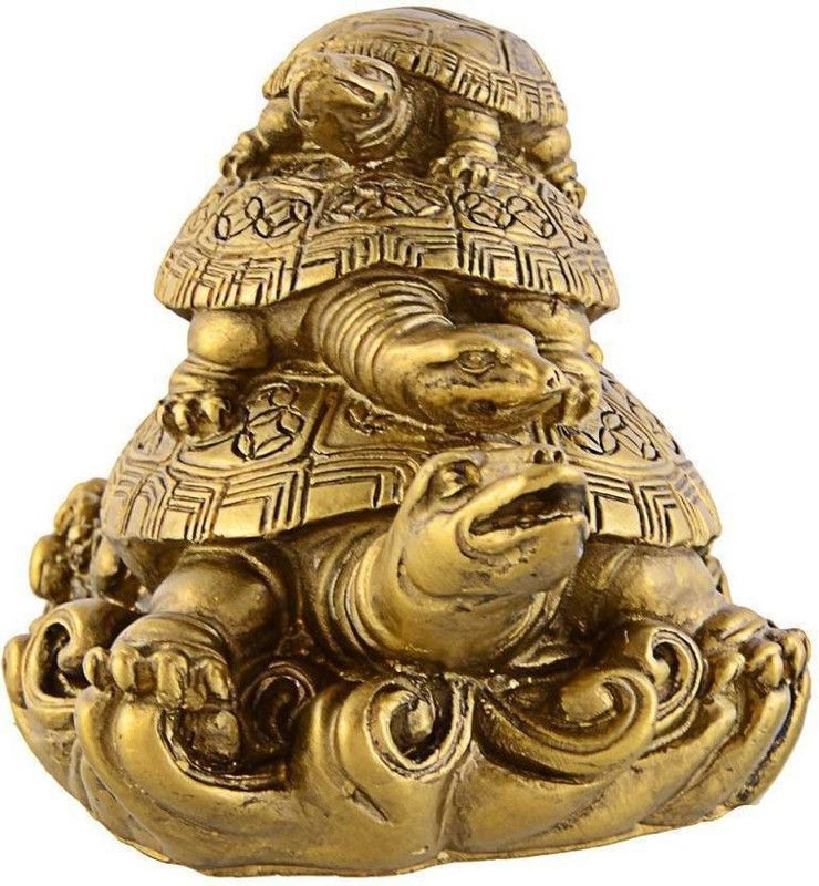 ONRR Collections Brass Tortoise Feng-shui Turtle for GOOD LUCK,WEALTH , Decorative Showpiece - 10 cm  (Polyresin, Gold)