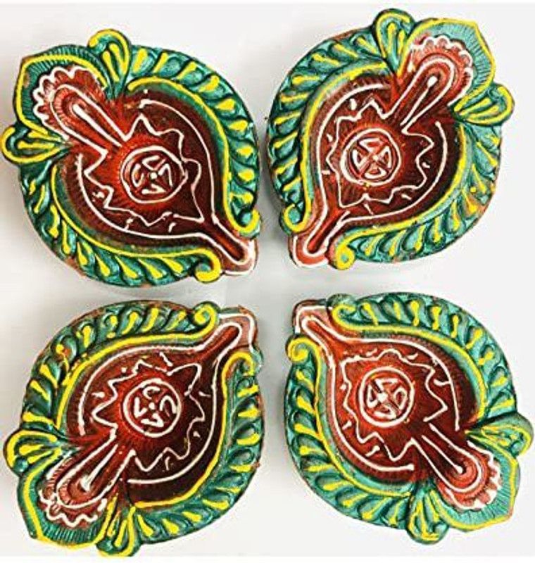 Riddhirudransh Terracotta (Pack of 4) Table Diya  (Height: 3 inch)