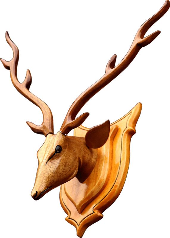 Bankura Traditional Art Center Deer Head (35cm Clear) wooden handicrafts Showpiece wall Decoration and Mounted Home Decor Gift Items ,Clear Colour (B Category Item) Decorative Showpiece - 35 cm  (Wood, Clear)