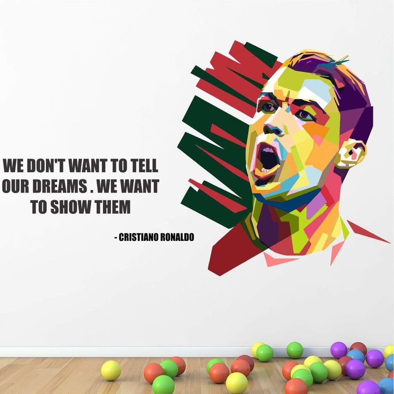 Stickerberry 100 cm Cristiano Ronaldo Football Sports inspiration Motivational Quotes 120x100 cm Self Adhesive Sticker  (Pack of 1)