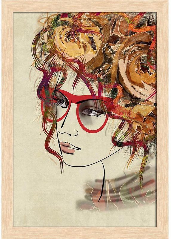 Beautiful Girl Face D8 Paper Poster Natural Brown Frame | Top Acrylic Glass 13inch x 19inch (33cms x 48.3cms) Paper Print  (19 inch X 13 inch, Framed)
