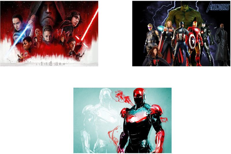 SUDARSHAN STICKER 45 cm Avengers Wall poster Self Adhesive Sticker  (Pack of 3)