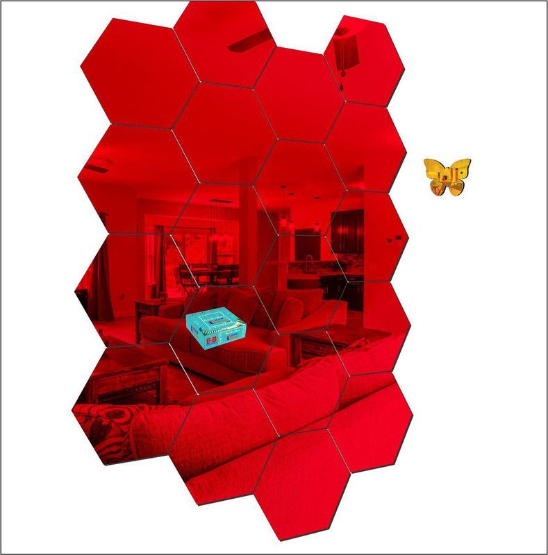 BEST DECOR 17.78 cm 20 Hexagon RED-532 Self Adhesive Sticker  (Pack of 1)
