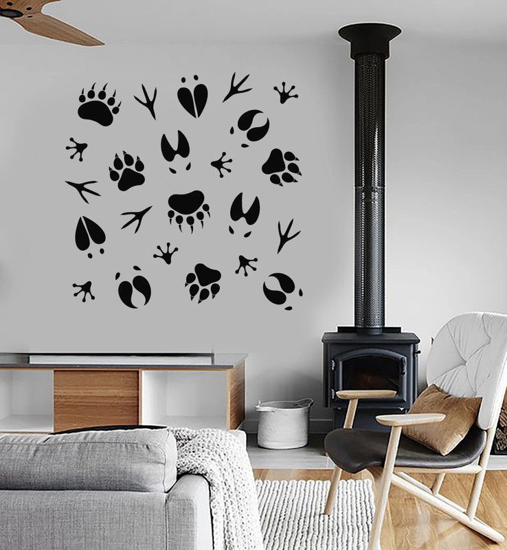VVWV Animal Love Wall Sticker Bedroom Kids Room Home Decoration Black Vinyl Decals 55 x 55 cms  (Black)