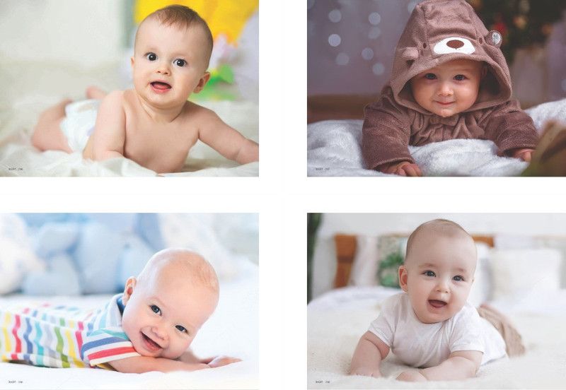 Combo of 4 Baby Posters | Smiling Baby Posters | Posters for pregnant Women | Baby Wall Poster | Cute Baby Posters | 300 Gsm Paper Gloss Laminated Poster (12*18 inch) | Paper Print (Rolled) Paper Print  (18 inch X 12 inch)