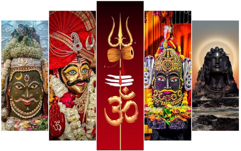 newlovelifecreations 60 cm Five types of lord shiva wall sticker Self Adhesive Sticker  (Pack of 1)