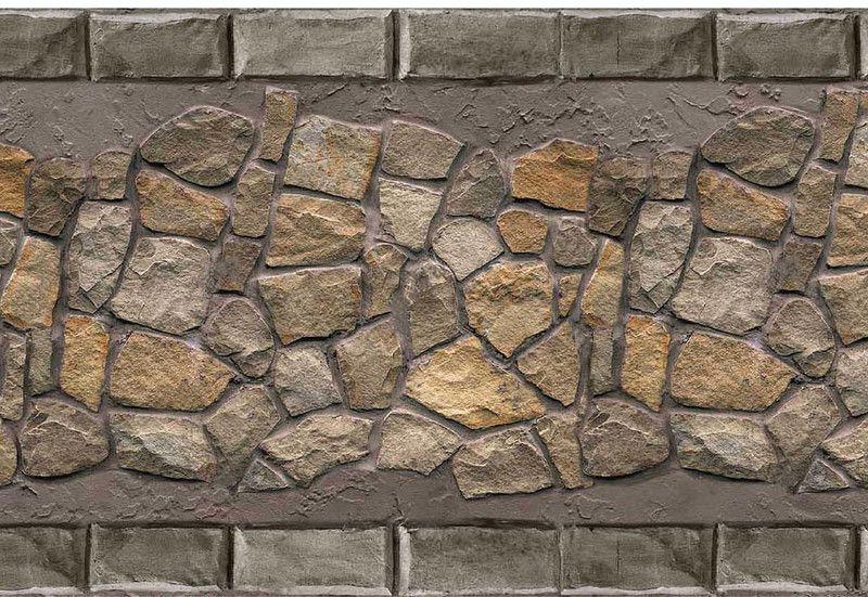 WALLDESIGN 304.8 cm Natural Brown Stone Filled Pattern Border Sticker - 3 inch width by 10 ft length - Small Self Adhesive Sticker  (Pack of 1)