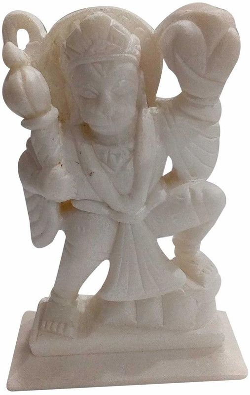 INDIA MEETS INDIA Marble Lord Hanuman Ji Statue Decorative Showpiece 5 inch Handicraft Decorative Showpiece - 12.7 cm  (Marble, White)