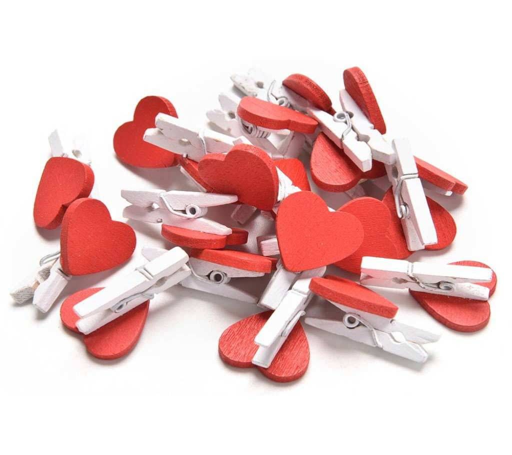 Heart Shape Wooden Photo Clip  10 Pcs/