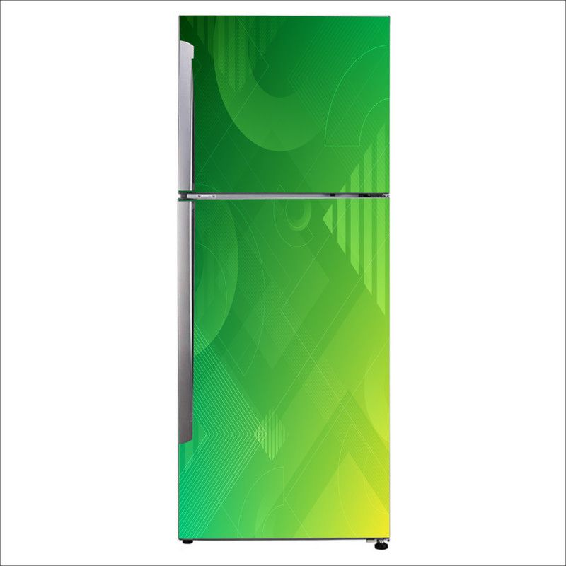 Pshychedelic Collection 60 cm Psychedelic Collection Decorative abstract green and yellow effect geometric design art Extra Large Fridge Sticker Self Adhesive Sticker  (Pack of 1)