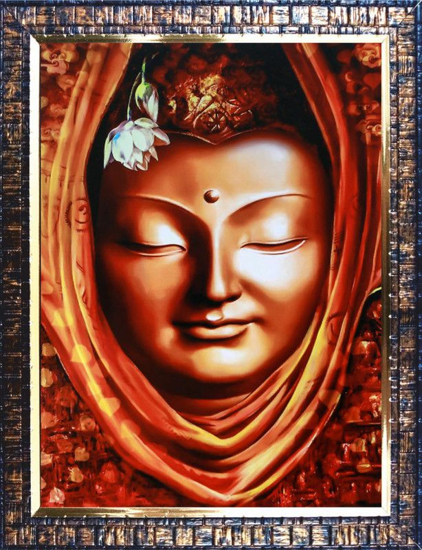 Darsh Craft Lord Buddha Photo Frame PB673 Acrylic 12 inch x 9 inch Painting  (With Frame)