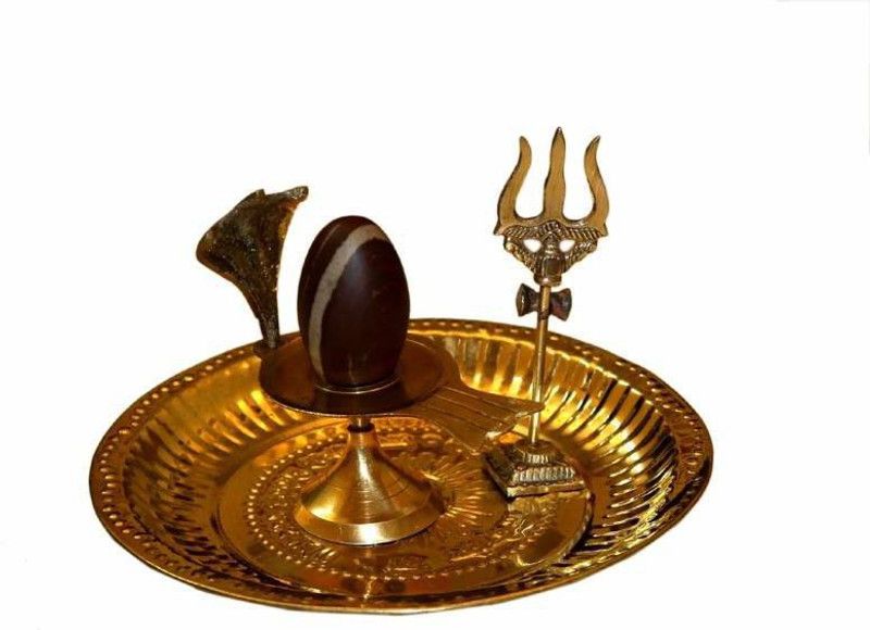 SBBCO Narmadeshwar Shivling Decorative Showpiece - 12 cm  (Brass, Gold)