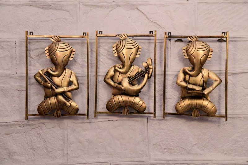 Shree Nakoda Exports Iron Ganesha Set/3  (Multicolor)