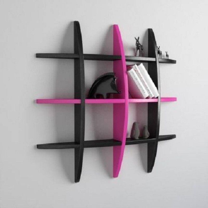 ANB Enterprises Wall shelf Tier shape shelves MDF Wall hanging , floating , mounted decorative ,Home for :- living room and bedroom & office MDF (Medium Density Fiber) Wall Shelf  (Number of Shelves - 1, Black, Pink)
