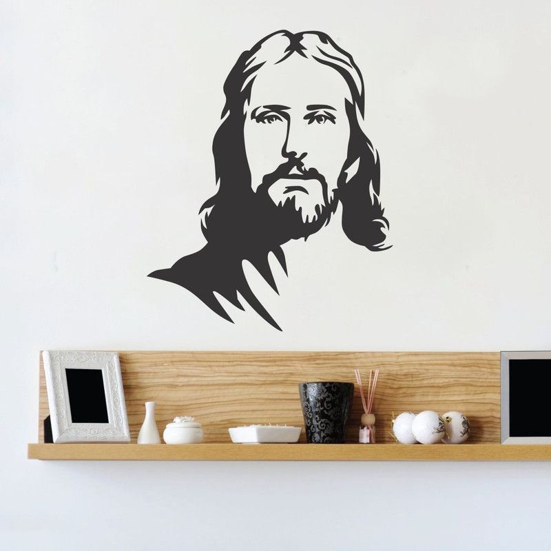 indra graphics 58.42 cm Indra Graphic jesus black vinyl wall sticker (48*58 cm) Self Adhesive Sticker  (Pack of 1)