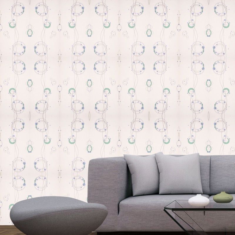 Om Rudra Fashion Floral & Botanical White, Blue Wallpaper  (500 cm x 40 cm)