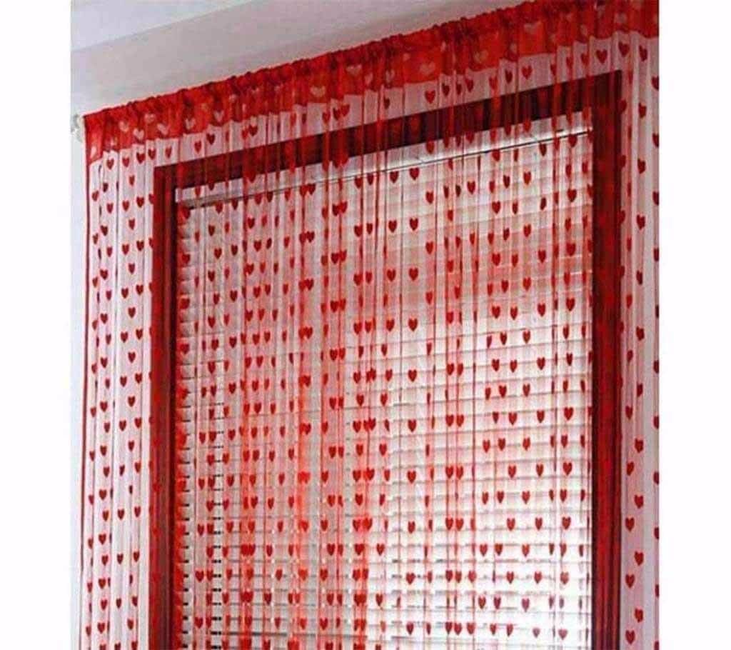 HANDLOOMHUB Red Heart Net Curtain (2 Pieces)