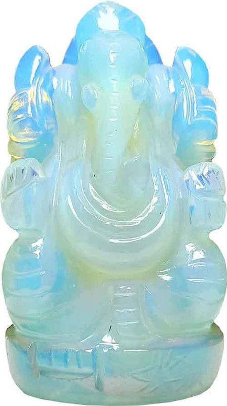 ALDOMIN Opalite Ganesha White Idol for Peace and Serenity Happy Man for Good Luck, Wealth, Prosperity at Home,Office (412 Gram) Decorative Showpiece - 9.9 cm  (Crystal, White)