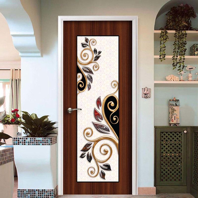 BPDESIGNSOLUTION 76.2 cm Lily Flower Door Sticker Wallpaper Self Adhesive Sticker  (Pack of 1)