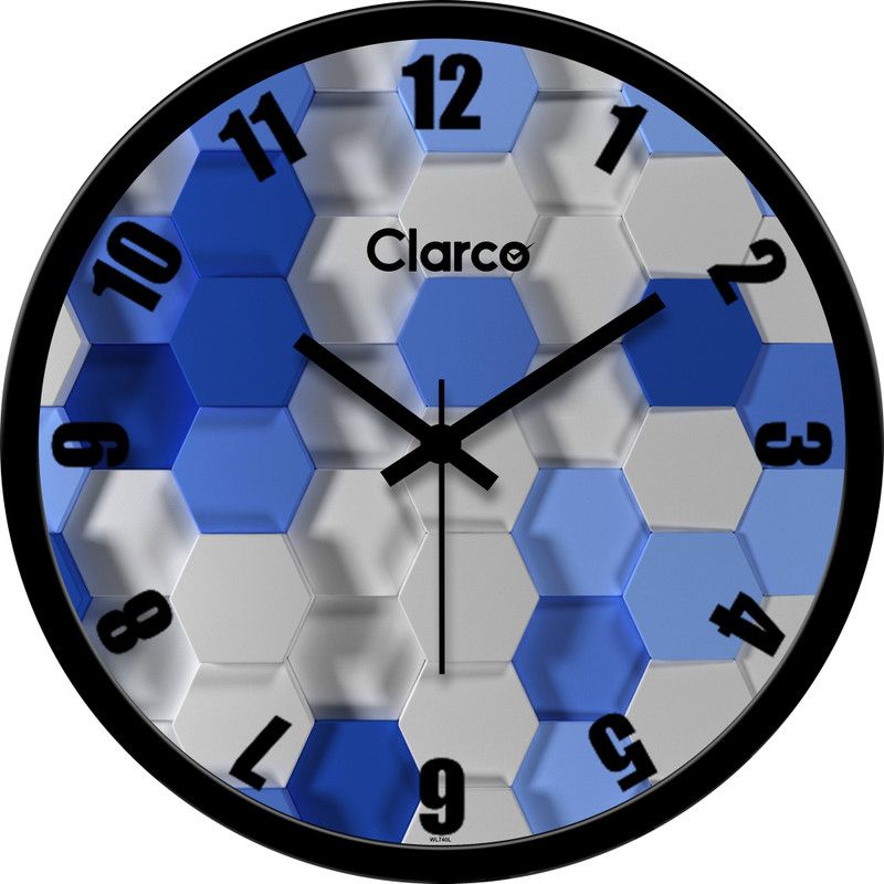 Clarco Analog 30 cm X 30 cm Wall Clock  (Blue, With Glass, Standard)