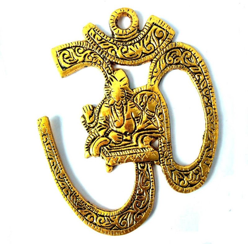 A1 Laxmi Ganesh Wall Hanging Decorative Showpiece Decorative Showpiece - 12 cm (Brass, Brown) Decorative Showpiece - 10 cm  (Brass, Gold)