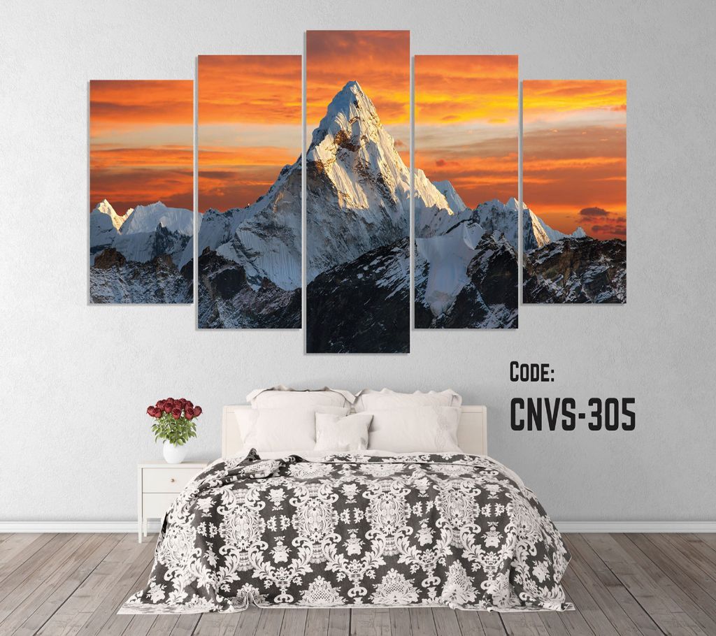 CNVS-305 Orange Sky Mountain Wall Canvas Art Prints 48 inch x 36 inch