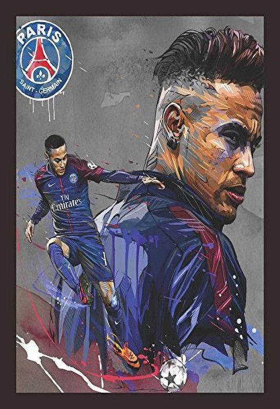 Mad Masters Neymar jr 1 Piece Wooden Framed Painting |Wall Art | Home Décor | Painting Art | Unique Design | Attractive Frames(Mad 2013) Oil 18 inch x 12 inch Painting  (With Frame)