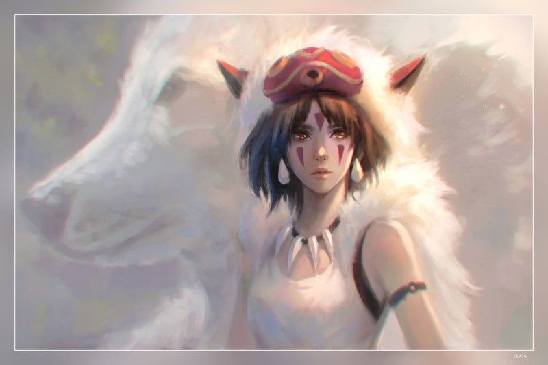 Princess Mononoke Wolf Studio Ghibli Anime Girls Matte Finish Poster Paper Print  (12 inch X 18 inch, 12 x 18 Inch Unframed)