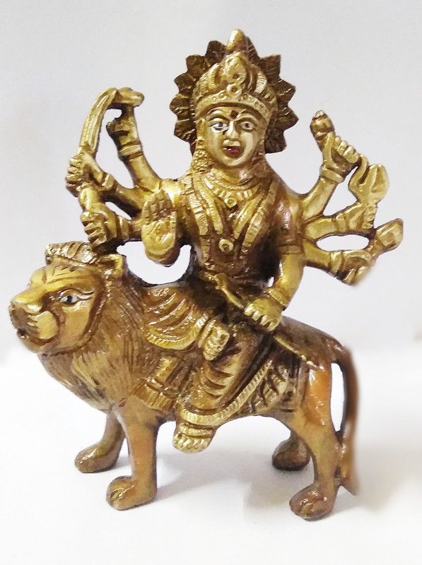 demand Statue of Goddess Durga Maa (Brass) Decorative Showpiece - 15 cm  (Brass, Gold)