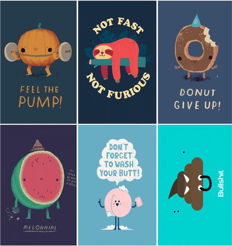 Wall Art Funny Quoted Quirky Humour Poster for Home Living Room Door Office Hostel Cafe Study room (Paper, 13 x 19-inches, Multicolour) Pack of 6 Paper Print  (19 inch X 13 inch)
