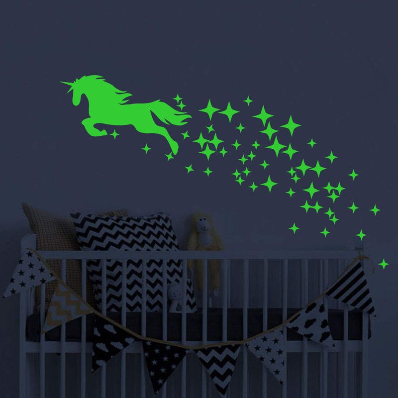 Devil designs 67 cm Flying Horse Night Glow(67 cm x 105 cm) Self Adhesive Sticker  (Pack of 1)