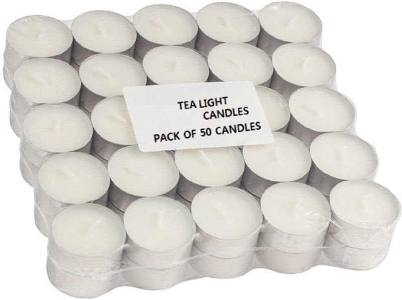 Agnolia NEW DECORATIVE HOME DE'COR LONG DURABLE TEA LIGHT CANDLES Candle  (White, Pack of 50)