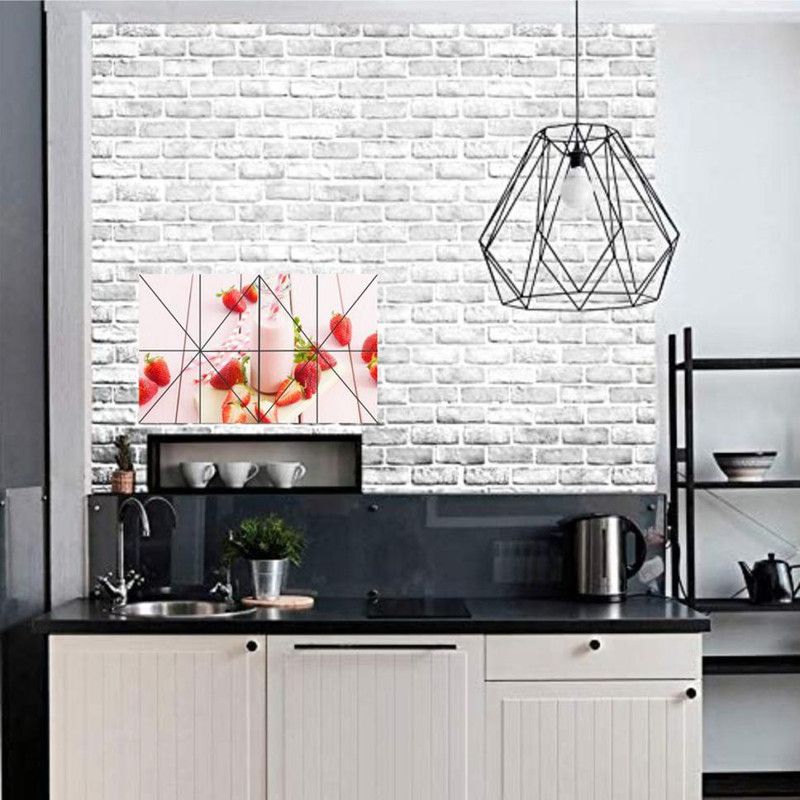 décor nirmal 80 cm Creative strawberry juice kitchen sticker for multicolor water proof,3d,size [80x50cm] Self Adhesive Sticker  (Pack of 1)